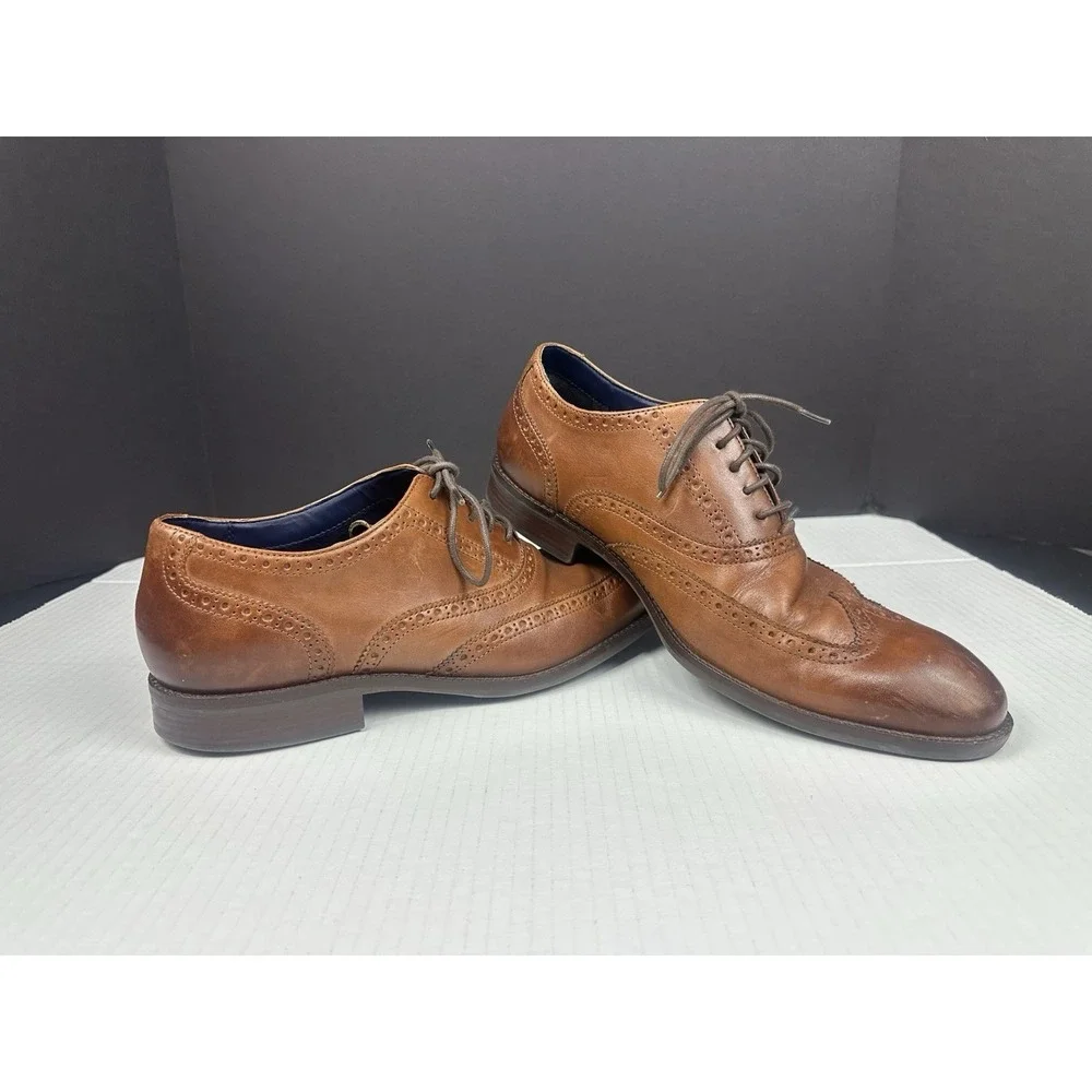 Cole Haan Mens Wayne C30687 Brown Leather Wingtip Oxford Dress Shoes Size 11 M